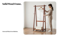 Solid Wood Freestanding Clothes Rack Easy Assembly Wooden Clothes Rack Heavy Duty Wooden Coat Hanging Stand Space Saving for Apartment Dwellers, Homeowners, Bedroom, Entryway, Dorm Room, Walk-in Closet