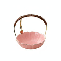 Ceramic Handled Fruit Basket Multi-Use Vintage Fruit Basket Food Porcelain Serving Dish for Party