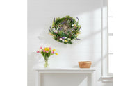 Lavender Welcome Wreath Colorful Eggs Easter Egg Door Hanger Artificial Flowers Spring Floral Wreath for Christians, Porch