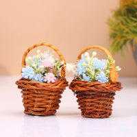 Miniature Flower Basket Rustic Dollhouse Basket Ornament Cute for Crafters