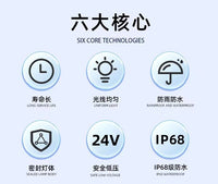 古法鱼缸鱼池专用水下防水LED灯带IP68实心硅胶灯条自粘24V户外