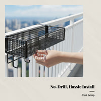 Adjustable Hook Hanging Basket, Balcony Sill Storage Rack, Outdoor Flower Shelf
