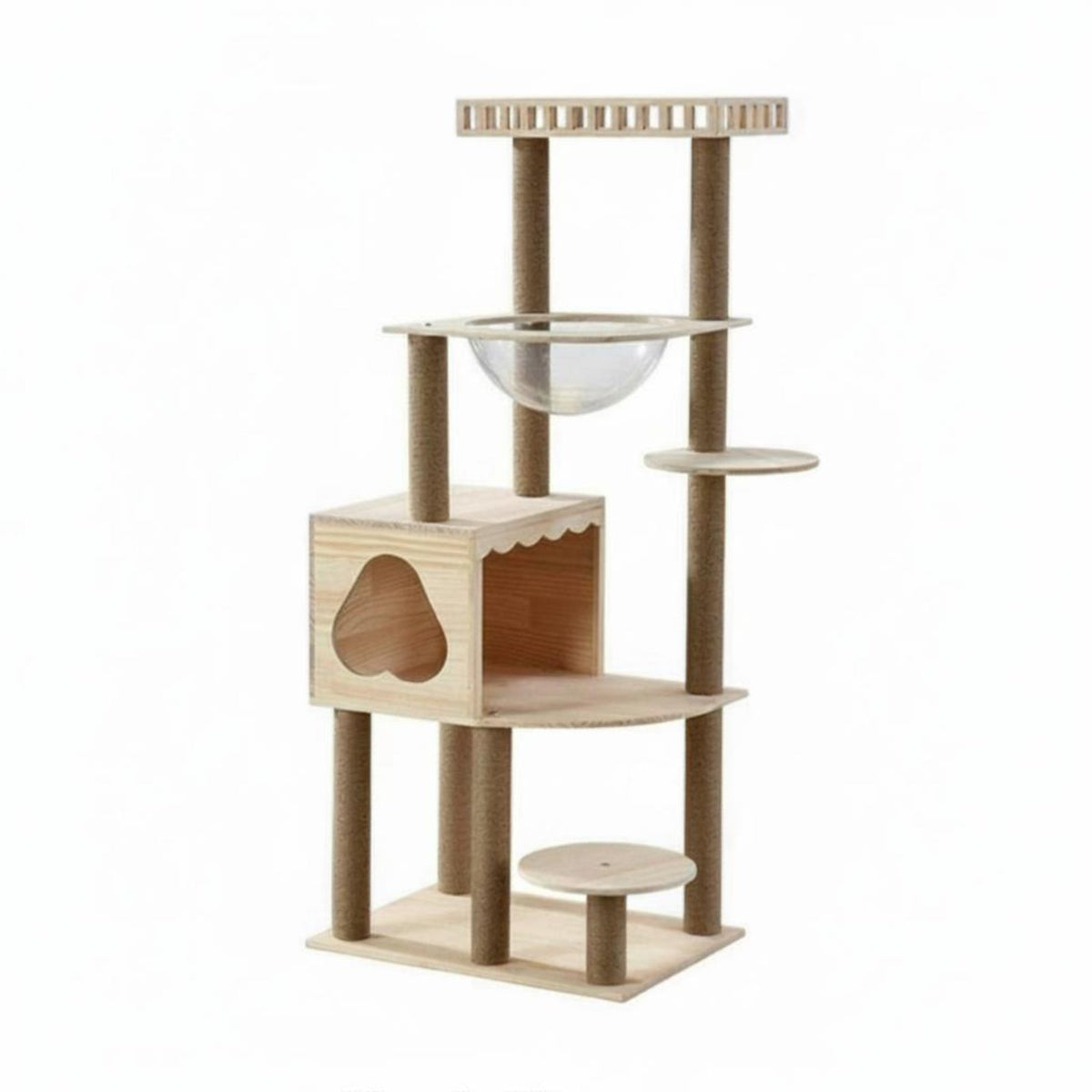 Hardwood Cat Tree with Space Capsule and Condo