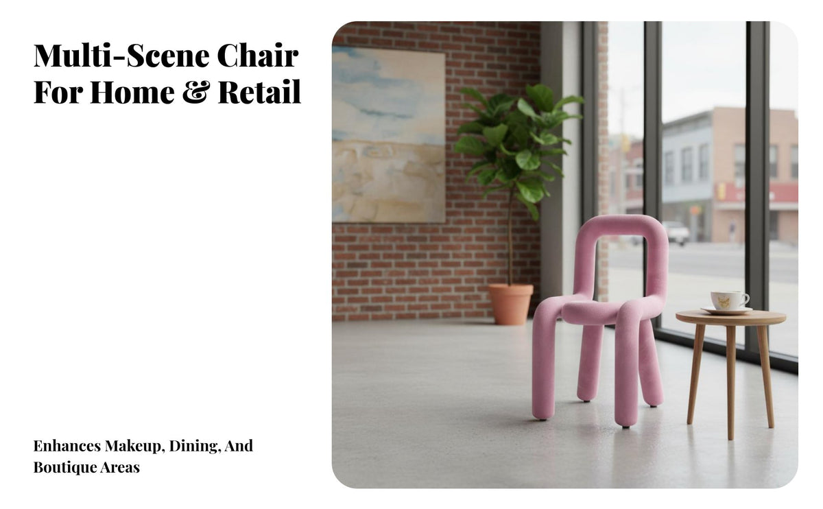 Bold Design Cylindrical Frame Chair Unique Shape Vanity Stool Designer Aesthetic Accent Seating Multi-Functional for Interior Designers, Adults, Homeowners, Makeup Room, Boutique, Home Office, Entryway