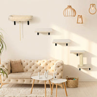 Cat Shelf and Wood Climbing Shelves Set, Wall Mounted Perch with Scratching Surface, Modern Furniture Wall Shelves for Indoor Cats to Play