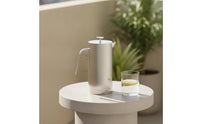 Stainless Steel Pitcher Polished Water Pitcher with Lid Cylindrical Metal Water Carafe for Dining Table