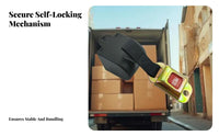 Retractable Pallet Strap Push Button Release Self-Locking Fastening Strap Reusable Automatic Cargo Binder for Truck Drivers, Tradesmen, Factory
