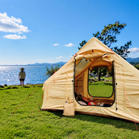 Yellow inflatable air tent for 5-6 people, automatic inflatable camping tent 300x210x200cm, waterproof family tent with air pump