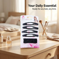 Triangle Metal Snap Clips Set for Women, Black Edge Styling Accessories for Bangs, Side Barrettes for All Types
