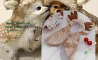 Pet Reindeer Cape, Warm Hat, Adjustable, Holiday Wear