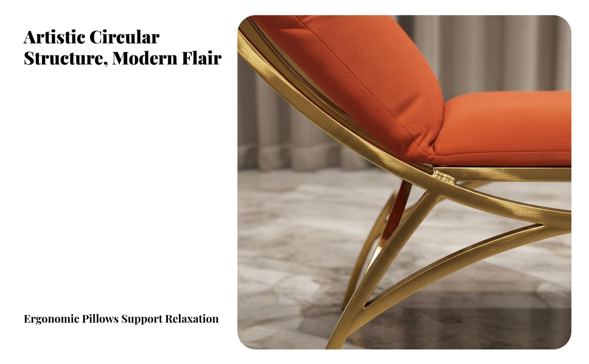 Metal Hoop Lounge Chair Italian Design Upholstered Leisure Chair Stylish Design Modern Single Seater for Event Planners, Adults, Wedding Venue