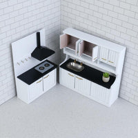 Dollhouse Kitchen Set High Detail Dollhouse Cooking Counter Wooden for Kids