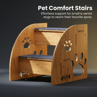 Pet Small Dogs, 40cm Height Dog Steps for Sofa Access, Density Board Construction, Non-Slip Carpeted Steps, Paw Cutout Design