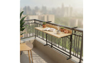 Foldable Balcony Bar Table Adjustable Railing-Mounted Table with Wood Tabletop Furniture Space-Saving Sturdy