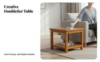 two-level Design dual-level Square Table Modern Look 2-Tier Square Side Table minimalist design Household Furniture Space-Saving for Apartment Dwellers, Homeowners, Interior Decorators, Living Room, Small Spaces, Bedroom, Entryway