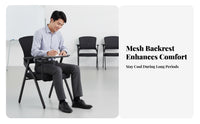 Foldable Design Folding Chair with Writing Tablet Space-Saving Training Room Furniture Padded pad Institutional Seating Ergonomic supportrest for Trainees, Office Workers, Event Attendees, Conference Hall, Classroom, Church