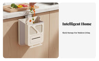 Foldable Hanging Trash Can Space-Saving Foldable Kitchen Garbage Can Cabinet Door Waste Bin Easy to Install for Bathroom, Car