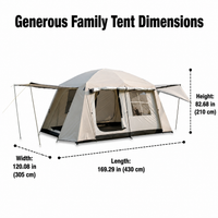 Large Family Camping Tent, Cream Double Layer Steel Pole Tent, 4 Season Waterproof Tent for Outdoor Adventures