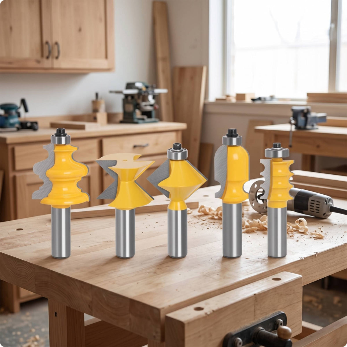 5 Pieces Router Bit Assortment Industrial Quality Router Bits Clean-Cutting Cutter for Cabinet Makers