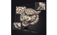 Antique Gold Tiger Face Car Emblem 3D Tiger Head Emblem Long-Lasting Hardware Thick for Bikers
