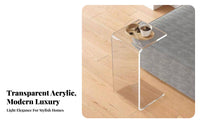 Transparent Look C-Shaped Side Table Minimalist aesthetic Home Furnishing Space-Saving Sofa Stand multi-functional Use for Apartment Dwellers, Design aficionados, Living Room, Bedroom, Small Spaces, Balcony
