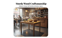 Solid Wood Rustic Wooden Table and Stool Combo Sturdy Construction Commercial Furniture Natural Grain Dining Set Industrial Design for Restaurant Owners, Homeowners, Renters, Pasta Shop, Snack Bar, Cafeteria, Breakfast Nook
