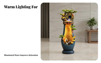 Humidifier Function Indoor Rockery Waterfall Feng Shui Decor Floor Standing Waterfall Fountain Mist Generator LED Rockery Water Feature Artisan-Made for Business Owners, Living Room, Office, Hotel Lobby, Reception Area