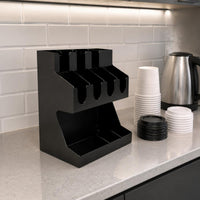 Two Tier Storage Rack Separated Compartments Coffee Shop Organizer Rack Stable Coffee Station Bar Organizer for Baristas