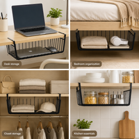 Under Shelf Storage Basket, Metal Wire Organiser, Hanging Storage Basket for Kitchen, Cupboard, Desk, Bedroom, Dormitory, Space Saving