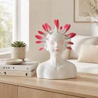 Resin Bust Statue White Female Bust Sculpture Resistant Resin Figurine for Indoor