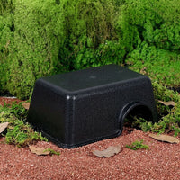 Matte Black Snake Hide with Ceramic Dish, Humid Hide for Leopard Gecko Enclosure Accessories, Moist Hide for Arachnids and Small Reptiles