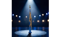 Engraved B and B Straight Soprano Saxophone Gold-Tone Soprano Saxophone with Carrying Case Brass Woodwind Compact for Students, Beginners, Practice, Performance