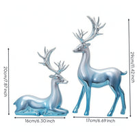 Electroplated Deer Figurine Reflective Deer Statue Resin Stag Figurine Sculpted for Living Room, Office, Entryway