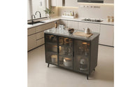 Kitchen Cabinet with Glass Doors Versatile Storage Cabinet with Hard Surface Top Modern Dining Room Credenza for Apartment Dwellers