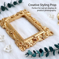 European Resin Gold Embossed Photo Frame, Small Square 10x10 Inner, Craft Carving Display Prop, Rectangle Oval Shape