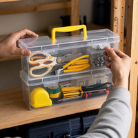 Compartment Storage Box, Craft Storage Organizer with Handle, Stackable Translucent Bead Storage for Building Blocks, Screws & Parts