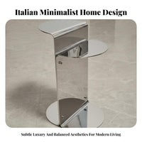 2 Pieces Movable Round Pedestal Table Minimalist design Round Pedestal Table Set High-Low Combination Household Furniture Sturdy Craftsmanship for Modern Decor lovers, Interior Designers, Homeowners, Beside a Sofa, Living Room, Bedroom, Entryway