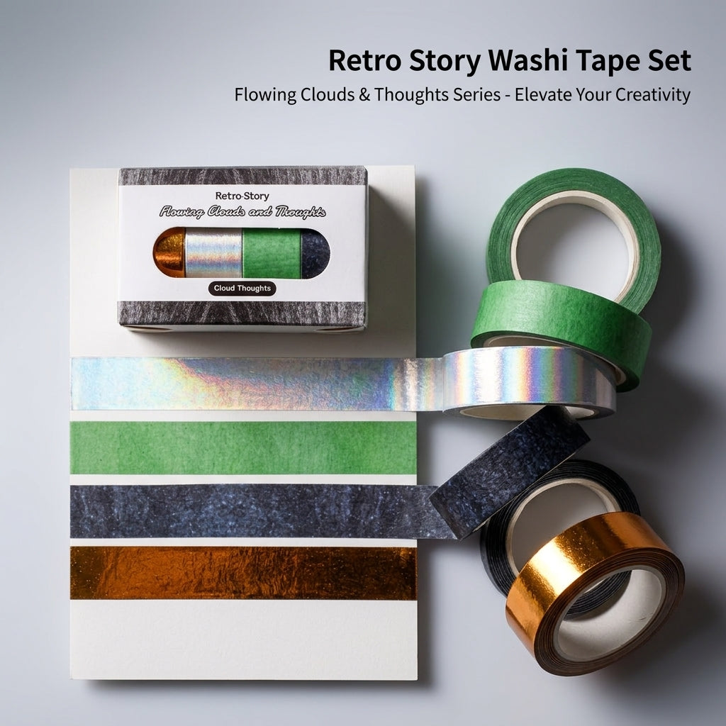 Washi Tape Set 4 Rolls Decorative Masking for Journal Supplies, Bullet Gift Wrapping Pattern for Crafts