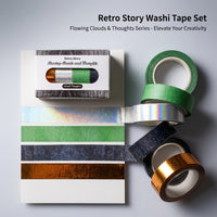 Washi Tape Set 4 Rolls Decorative Masking for Journal Supplies, Bullet Gift Wrapping Pattern for Crafts