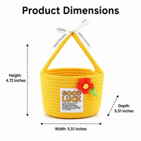 Woven Basket with Woven Handle Fibre Rope Storage Baskets, Decorative Yellow Nursery Basket for Baby Gifts