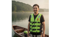 Safety Life Jacket with Whistle High-Visibility Life Vest with Whistle Reflective Foam Flotation Vest Sleeveless for Boaters, Anglers, Boating, Fishing, Emergency Preparedness