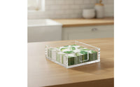 Clear Acrylic Napkin Holder Transparent Napkin Holder with Cutout Square Tray Non-Slip for Dining Table, Kitchen Counter, Bar