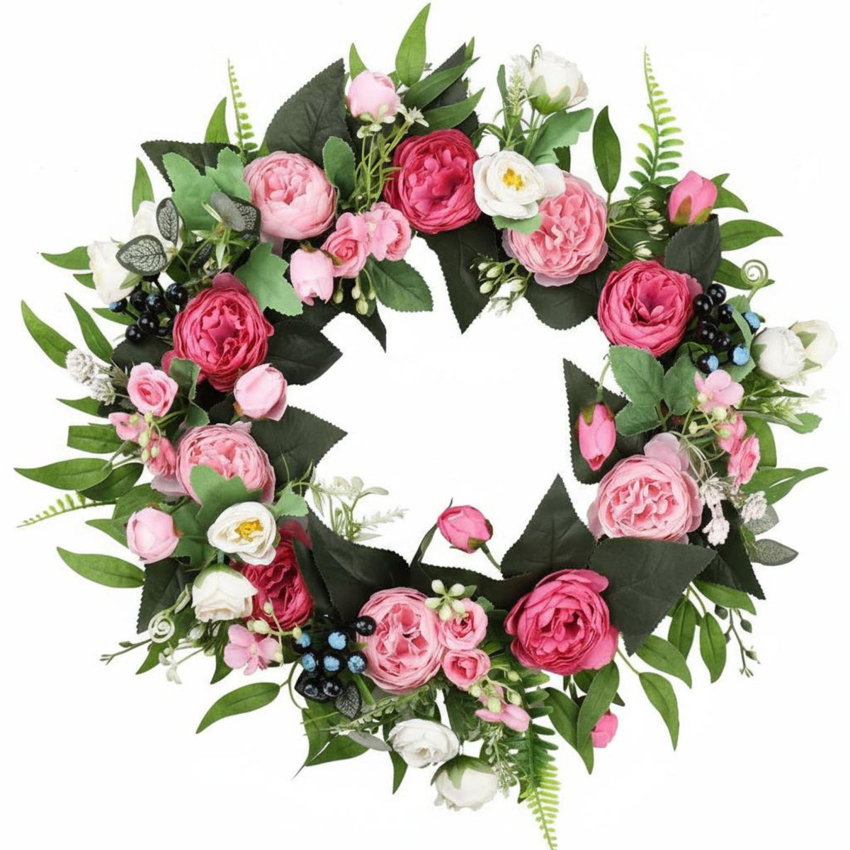 Artificial Peony Wreath Realistic Flowers Rosy Flower Door Wreath Front Door Flower Arrangement No Maintenance Required
