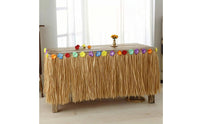 Hawaiian Table Skirt with Flowers Luau-Style Fringe Table Skirt Eye-Catching Decorations Lightweight for Beach Parties, Cake Tables