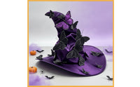 DIY Witch Hat with Butterflies Gothic Crumpled Witch Hat Satin Witches Cap Spooky for Cosplayers, Costume Parties, Photo Shoots