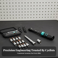 17 Pieces High Precision Two-Wheeler Twist Wrench Set Click Mechanism Mini Bike Twist Wrench Long-Lasting Road Bike Repair Kit CRV Steel Material for Cyclists, Mountain Bikers, DIY Enthusiasts, Cycling, Workshop, Trail Riding, Home Garage