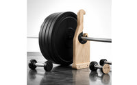 Wooden Barbell Holder Anti-Slip Grip Weight Training Bar Holder Easy Loading Workout Equipment Storage for Gym Users