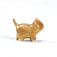 Tea Pet Mini Desktop Ornament Carved Cat Wooden Cat Ornament Polished for Collectors, Desk, Bookshelf