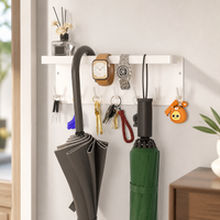 Metal Wall Mounted Key Holder with Shelf, Carbon Steel Key Hanger, Suction Cup Hook for Kitchen, 9.5cm x 7cm x 28cm, 1 Tier