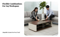 Modern Design Sofa and Coffee Table Group Minimalist design aesthetic Multi-Person Settee Business visual design aesthetic Reception Area Set Soft Upholstery for Office Workers, Businesses, Interior Designers, Meeting Room, Lobby